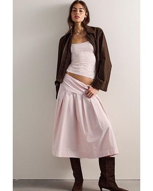 Free People Skipper Pleated Chino Midi Skirt - Multicolour