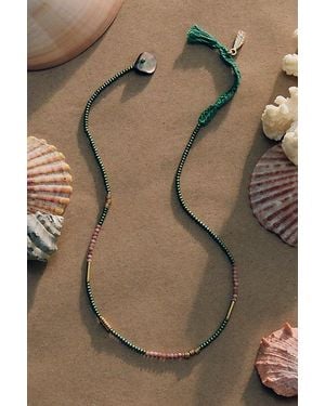 Free People Muse Semi-Precious Short Beaded Necklace - Gray