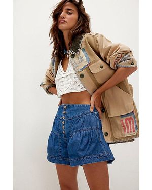 Free People Fleur Denim Shorts At Free People In True Blue, Size: Small