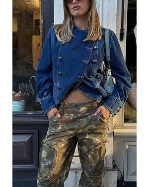 Free People Imogene Denim Officer Jacket - Blue