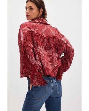 Ragabond Wyatt Bandana Fringe Cardi - Red