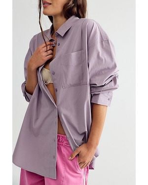 Free People Lexi Poplin Button Down Shirt - Purple