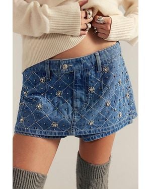Free People We The Free Gallivanting Embellished Skort - Blue