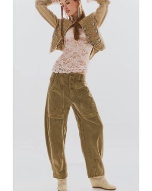 Free People Definition Workwear Washed Trousers By - Natural