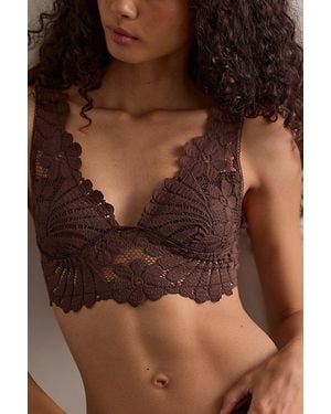 Intimately By Free People Petal Party Lace Plunge Bralette By - Brown