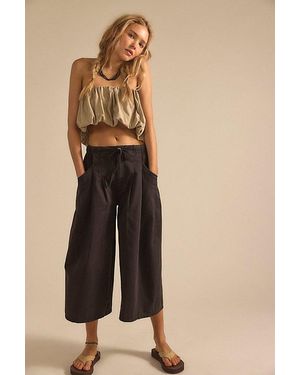 Free People Telluride Wide-Leg Crop Pull-On Solid Trousers - Natural