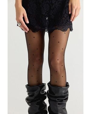 High Heel Jungle Le Dot Sheer Tights By - Black