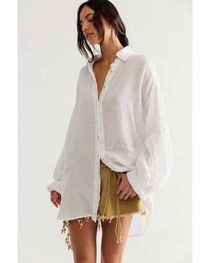 Free People Selene Button Down Linen Shirt - White