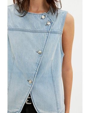 Free People Maris Denim Vest Jacket - Blue