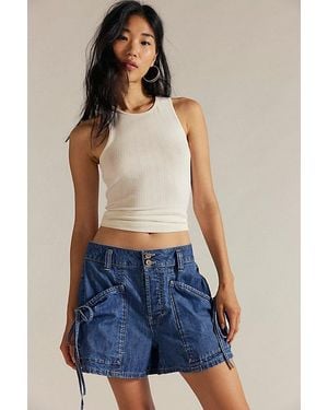 Free People Crvy Cario Shorts By - Blue