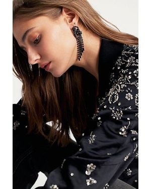 Free People Follow The Rhythm Rhinestone Earrings - Black