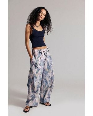 Free People Onset Printed Pull-On Cargo Trousers - Blue