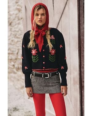 Free People Mille-Fleurs Plaid Micro Skirt - Red