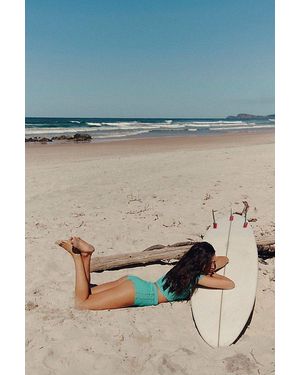 Rhythm Capri Check Lace-Up High-Waisted Boyshort Surf Bottoms - Blue