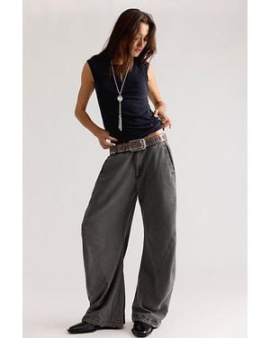 Free People Spotlight Washed Barrel Chino Trousers - Grey
