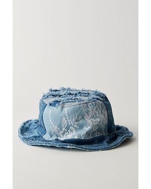 Free People Distressed Denim Bucket Hat - Blue