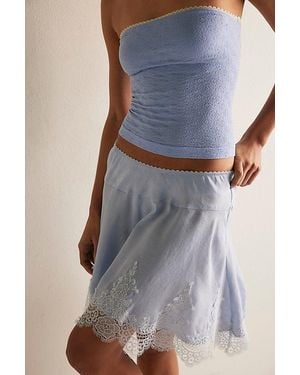 Intimately By Free People Something Satin Mini Slip Skirt By - Blue