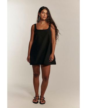 free-est Breezy Linen Mini Dress By - Black