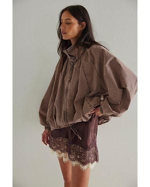 Free People Chelsea Funnel-Neck Jacket - Brown