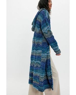 Free People Kelp Knit Maxi Cardi - Blue