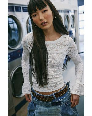 Free People Lace Layering Long Sleeve - White