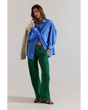 Free People Raise The Stakes Low-Rise Trousers - Blue