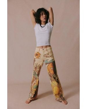 Free People Tinsley Printed Jeans - Natural