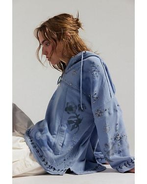 Free People Half-Zip Hoodie - Blue