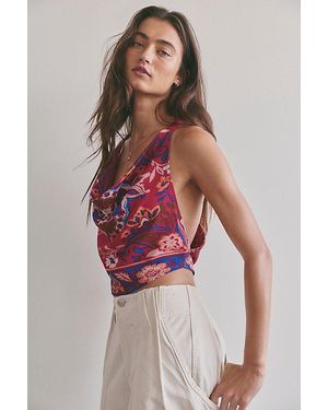 Free People Laila Cowl-Neck Top - Red