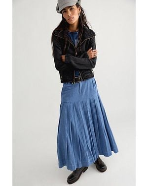 Free People 53Rd Street Tailored Maxi Skirt - Blue