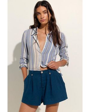 free-est Jetty Linen Shorts By - Blue