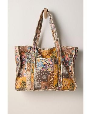Free People Distorted Quilt Tote Bag - Natural