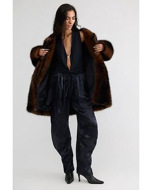 Free People Crowd Pleaser Twisted Satin Pull-On Trousers - Black