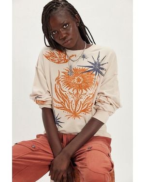 Daydreamer Folk Flower Stamps Oversized Crewneck - Multicolor
