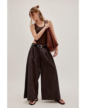 Free People Paige Pleated Pull-On Trousers - Black