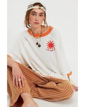 Free People Giulia Embroidered Ringer Tee - White