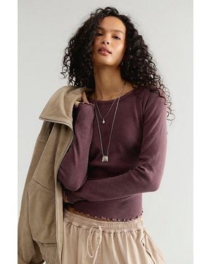 Free People Easy Does It Long Sleeve Tee - Brown