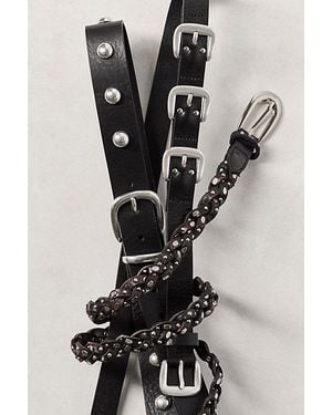 Free People Studded Leather Adjustable Belt - Grey