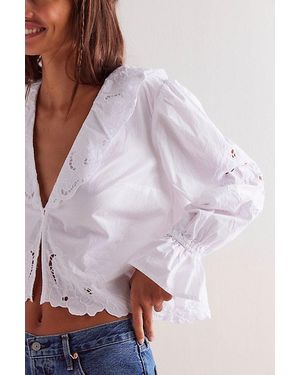 Free People Maisie Cutwork Top At In Ivory, Size: Xs - White