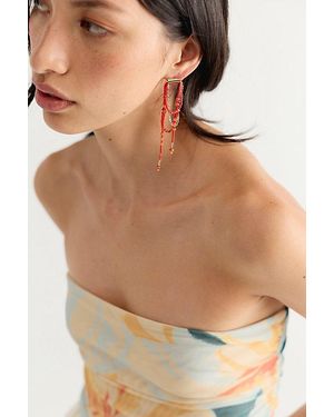 Free People Muse Semi-Precious Stone Beaded Dangle Earrings - Red