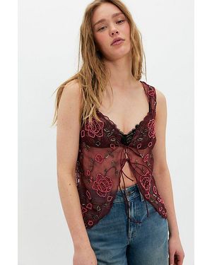 Free People Garden Embellished Tank Top - Red