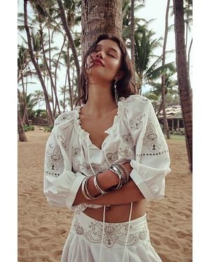 Free People Norte Embroidered Pant Set - Natural