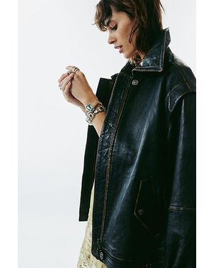 Free People Parker Leather Jacket - Pink