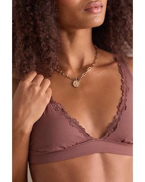 Intimately By Free People Charlie Lace Microfiber Plunge Bralette By - Brown