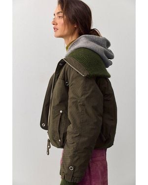 Free People Lightning Rod Funnel-Neck Puffer Jacket - Brown