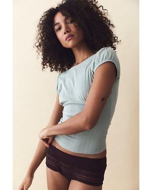 Intimately By Free People End Game Pointelle Puff Baby Tee By - Multicolour