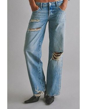 Free People Tennessee Low-Rise Boyfriend Studded Jeans - Blue
