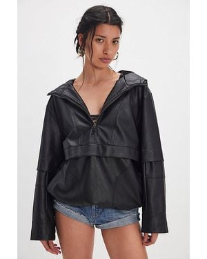 Free People Joey Vegan Pullover Jacket - Black