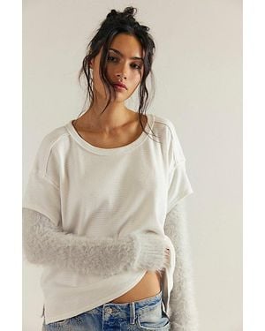 Free People Luxe Cuff Long Sleeve Top - Natural