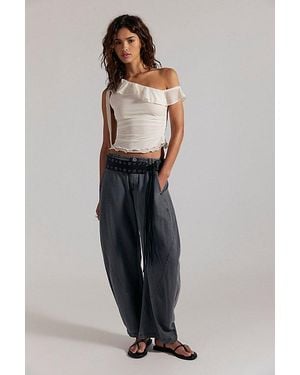 Free People Spotlight Washed Barrel Chino Trousers - Grey